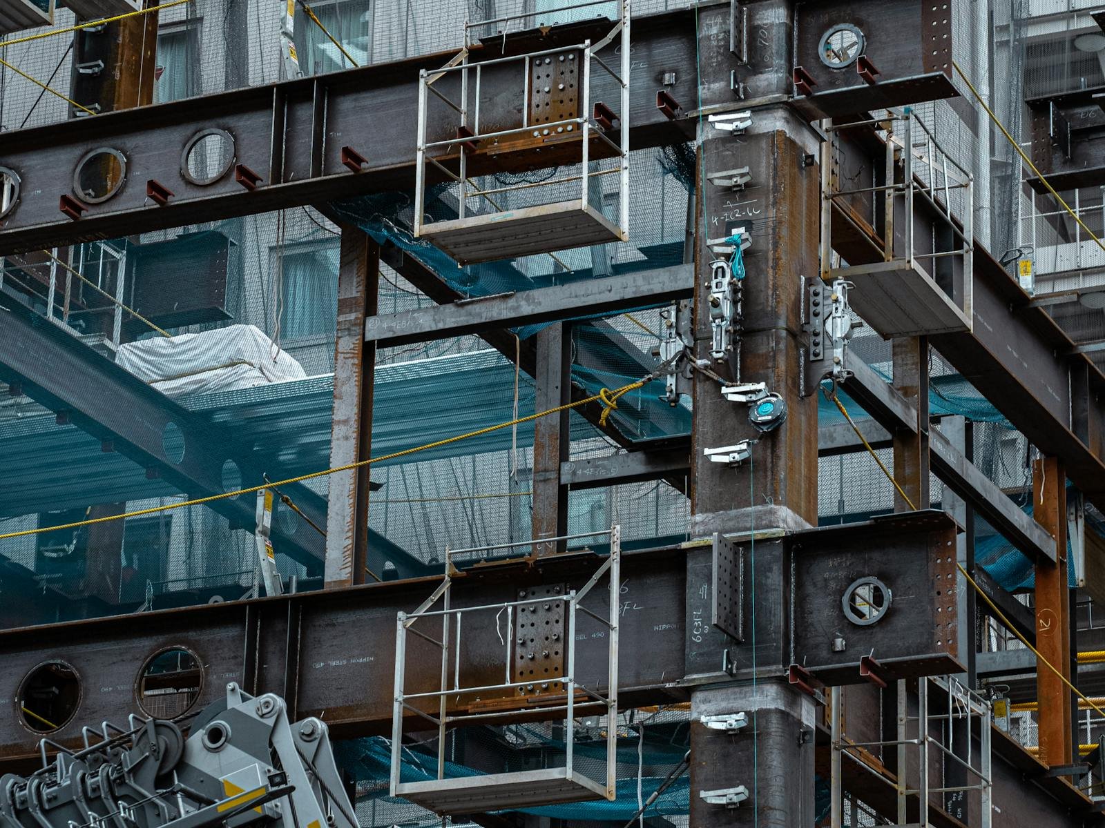 Commercial tenant improvement construction site with overhead mechanical rough-in